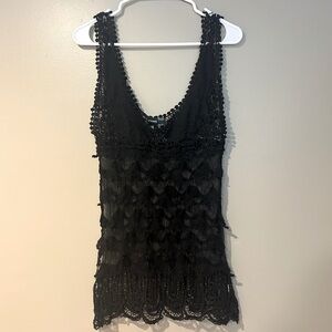 sheer crochet boho slip dress/cover up flapper showgirl gothic retro 20s costume